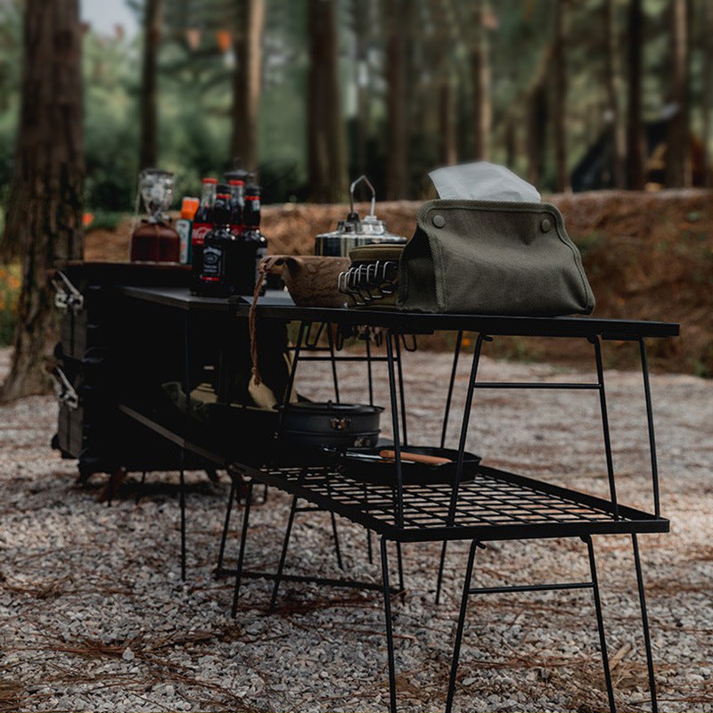Outdoor Portable Splicing Camping Picnic Barbecue Iron Folding Table